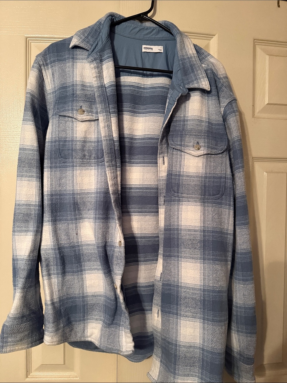 Sonoma Light Blue and White Plaid Shirt Jacket